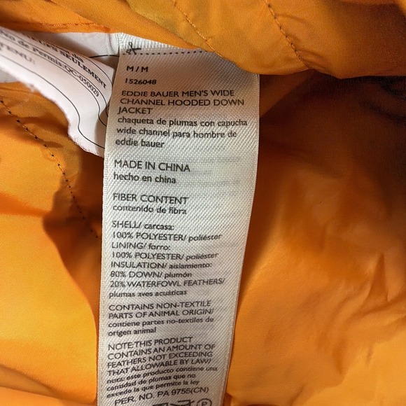 Eddie Bauer Down Puffer Jacket Mens Medium Black EB650 Wide Channel Lightweight - Picture 4 of 7